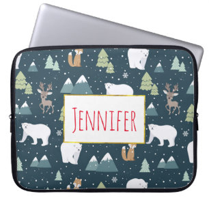 Funda Para Portátil Navidades educados Animales de Invierno Patrón Rús