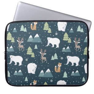 Funda Para Portátil Navidades educados Animales de Invierno Patrón Rús