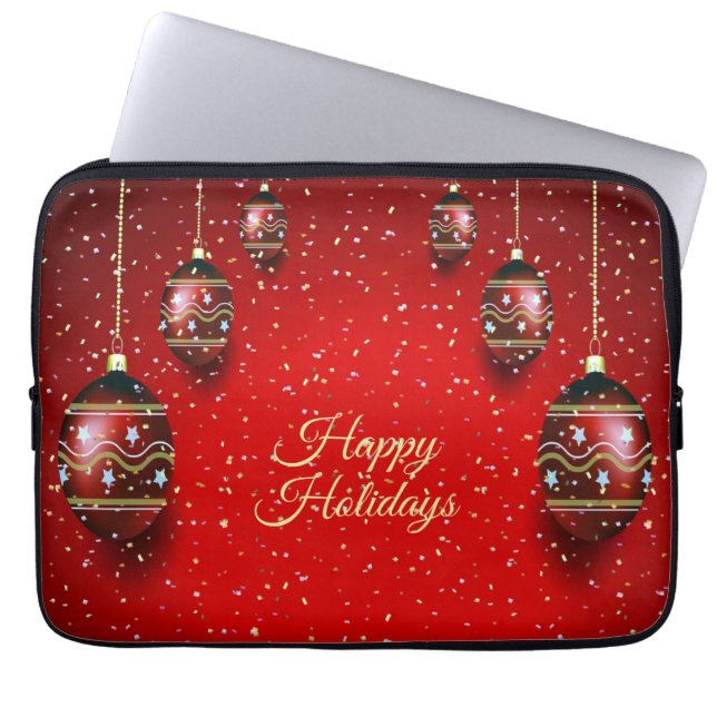 Funda Para Portátil Navidades Fiesta Golden Red Winter Holidays Elegan (Frente)