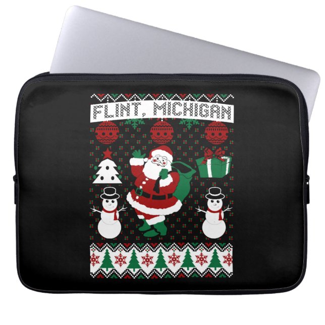 Funda Para Portátil Navidades Flint Michigan (Frente)