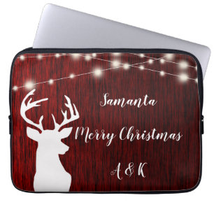 Funda Para Portátil Navidades, garland, cabeza de ciervo, personalizad