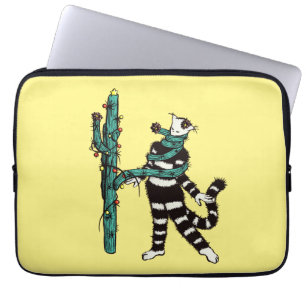 Funda Para Portátil Navidades Gato Y Cactus Xmas Extraños