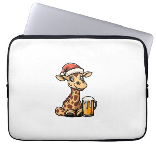 Funda Para Portátil Navidades Giraffe con cerveza _ Fiesta gracioso de
