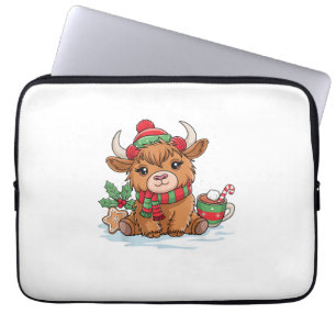 Funda Para Portátil Navidades Highland Cow Cute Heifer Cow Santa Hat M