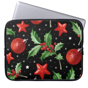 Funda Para Portátil Navidades Holly Snow Stars Seamless