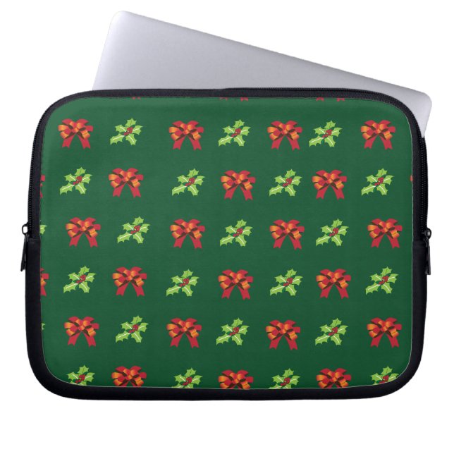 Funda Para Portátil Navidades holly y bow (Frente)