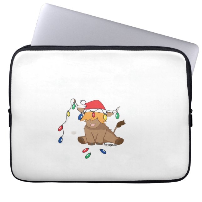 Funda Para Portátil Navidades iluminan el encanto del suéter fea de va (Frente)
