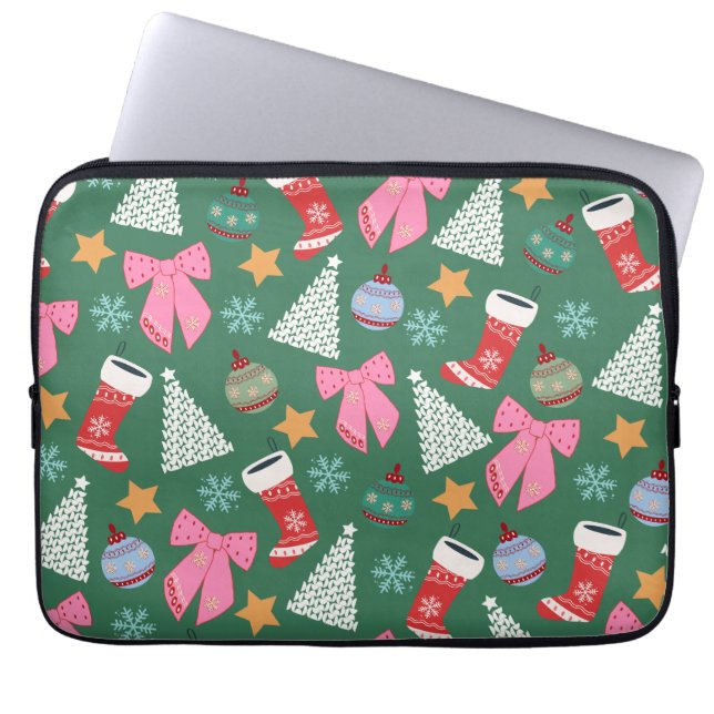 Funda Para Portátil Navidades inteligentes verdes (Frente)