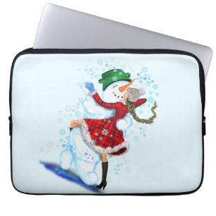 Funda Para Portátil Navidades Laptop Sleeve Snowman y danza Chica
