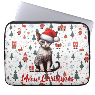 Funda Para Portátil Navidades Meow Devon Rex Cat, Navidad Santa Kitten