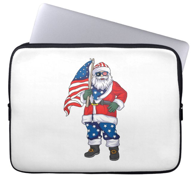 Funda Para Portátil Navidades Patrióticos De Santa América 4 De Julio  (Frente)