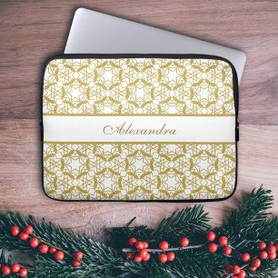 Funda Para Portátil Navidades Patrón de copos de nieve de oro Personal