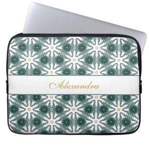 Funda Para Portátil Navidades Patrón verde oro Personalizado