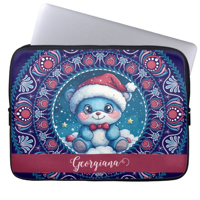 Funda Para Portátil Navidades personalizados Kawaii Bear Dot Mandala (Frente)