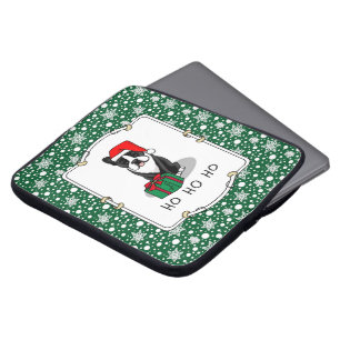 Funda Para Portátil Navidades Santa Boston Terrier (negro)