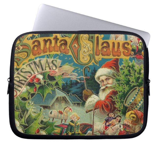 Funda Para Portátil Navidades Santa Claus Arte Antiguo (Frente)