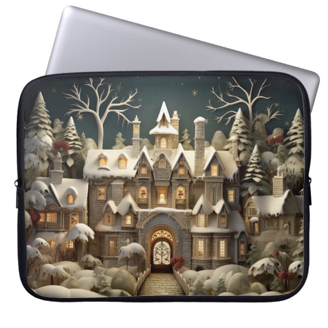 Funda Para Portátil Navidades Snowy Manor Storybook Wonderland (Frente)