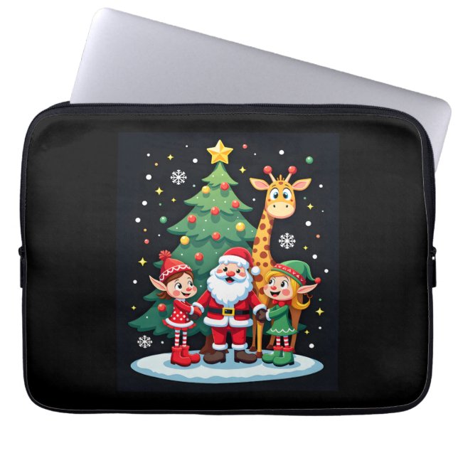 Funda Para Portátil Navidades Squad Santa Giraffe Elf Dabbing (Frente)