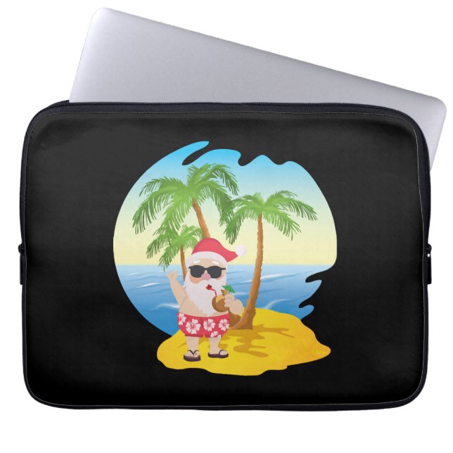 Funda Para Portátil Navidades Tropical Beach Funny Santa Claus (Frente)