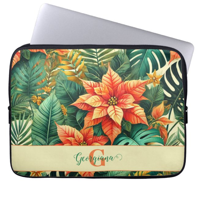 Funda Para Portátil Navidades tropicales vibrantes personalizados Poin (Frente)