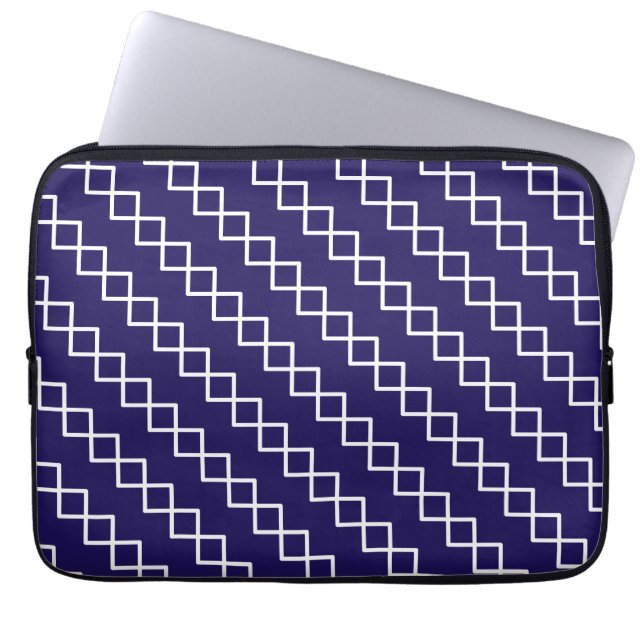 Funda Para Portátil Navy Blue White Geometric (Frente)