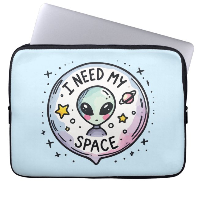Funda Para Portátil Necesito mi espacio Alien Cute (Frente)