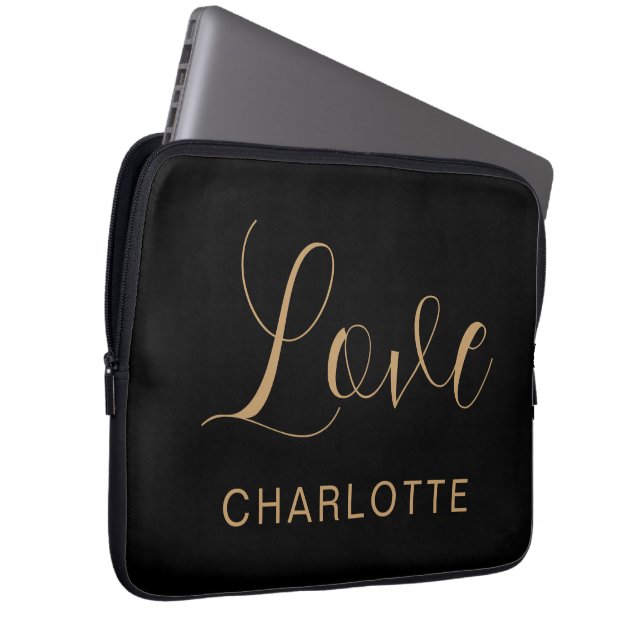 Funda para portátil negra moderna símbolo de amor  (Anverso derecho)
