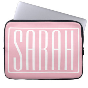 Funda Para Portátil Negrita y moderna tu nombre o palabra   Blanco Sob