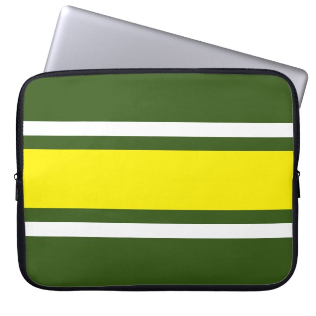 Funda Para Portátil Negrita Yellow White Sports Strips Green Backgroun (Frente)