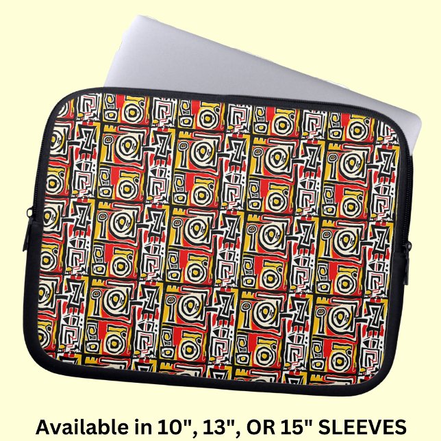 Funda Para Portátil Negro amarillo rojo Resumen Geométrico tribal afri (Subido por el creador)