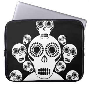 Funda Para Portátil Negro blanco de los cráneos