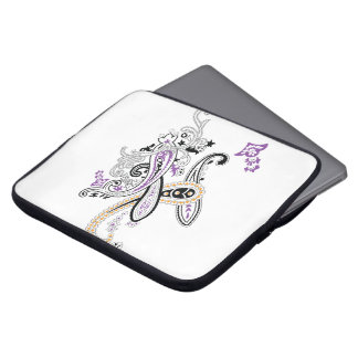 Funda Para Portátil Negro Blanco Púrpura Naranja Ornate Paisley
