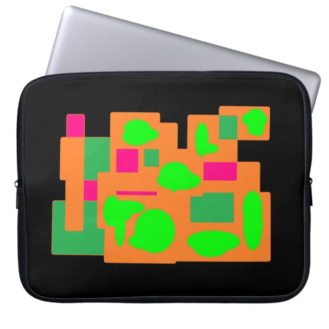 Funda Para Portátil Negro con el diseño de bloques de diseño de durazn (Frente)