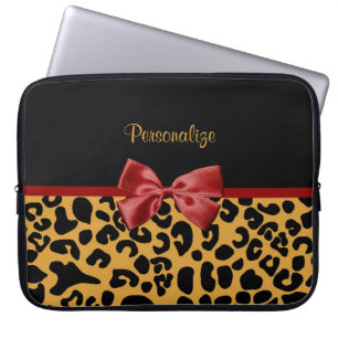 Funda Para Portátil Negro de moda y arco rojo de la cinta del