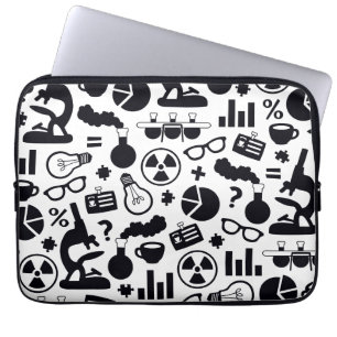 Funda Para Portátil Negro del modelo de la ciencia en blanco