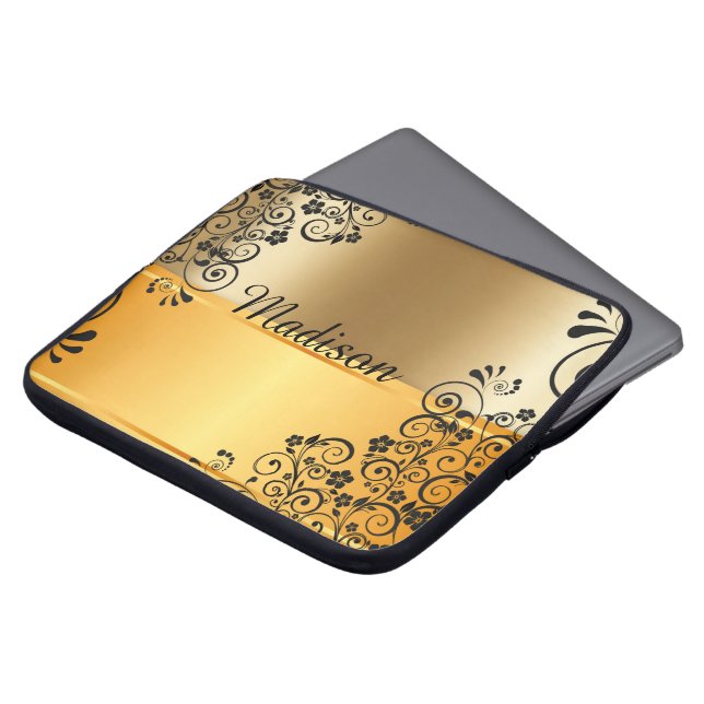 Funda Para Portátil Negro floral (Superior anverso)