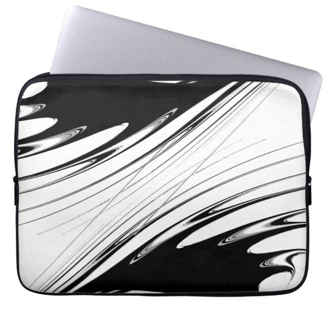 Funda Para Portátil Negro y Blanco Moderno (Frente)
