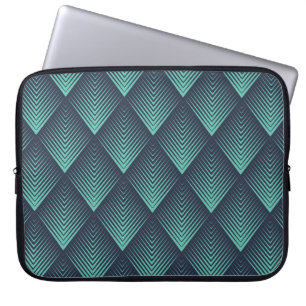 Funda Para Portátil Neon Blue Op-Art Chevron.