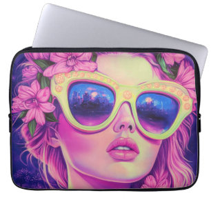 Funda Para Portátil Neon Dream Chica con gafas de sol florales