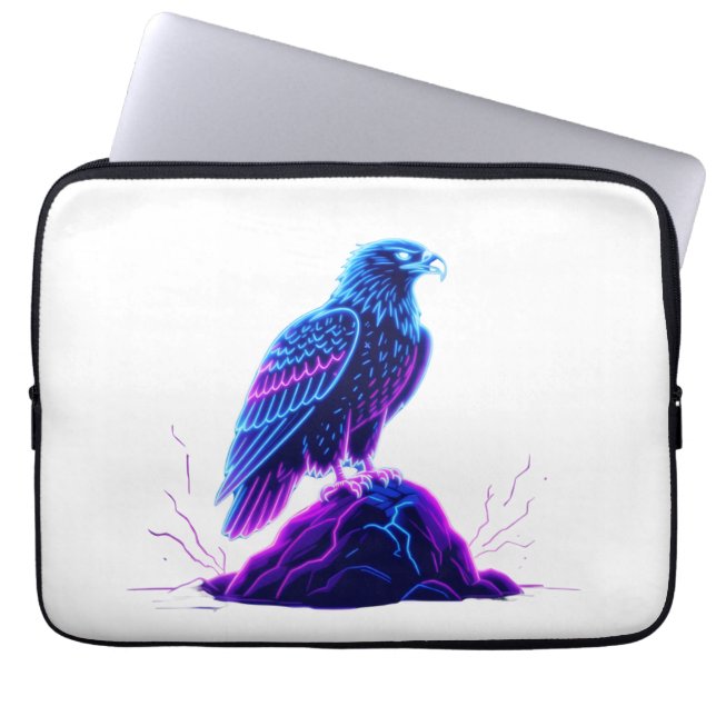Funda Para Portátil Neon Eagle on Glowing Rock – Cyberpunk Style (Frente)