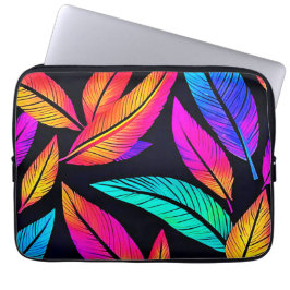 Funda Para Portátil Neon Feather Pattern Vibrant Art