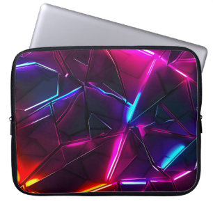 Funda Para Portátil Neón Geométrico Abstracto Futurista Ciberpunk