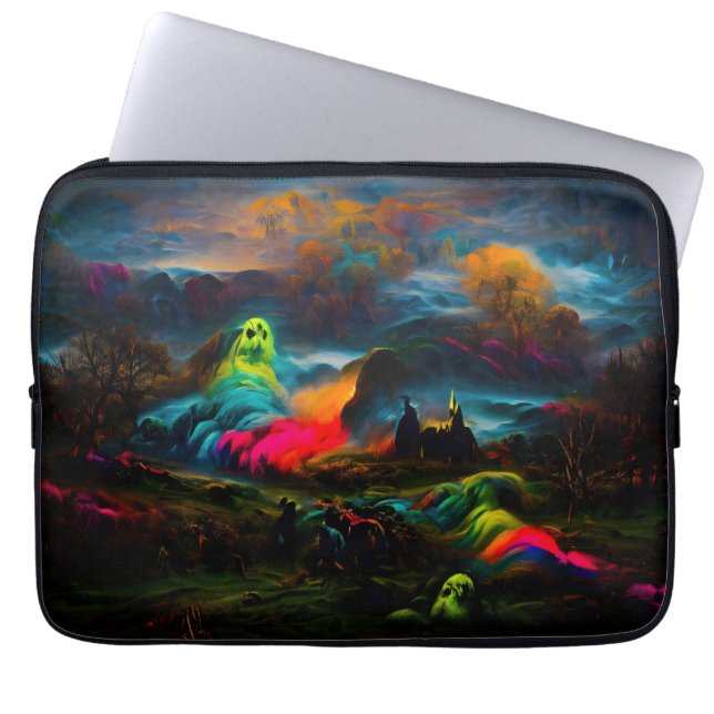 Funda Para Portátil Neon Ghosts en un entorno de fantasía (Frente)
