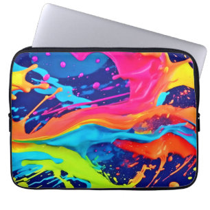 Funda Para Portátil Neon Glow Liquid Swirls Design