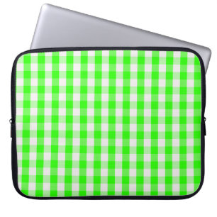 Funda Para Portátil Neon Green Gingham Pattern de Shirley Taylor