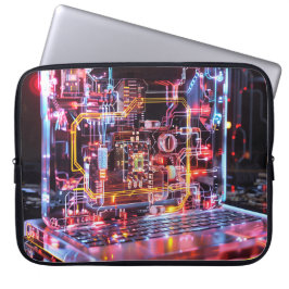 Funda Para Portátil Neon Laptop Circuits Digital Art