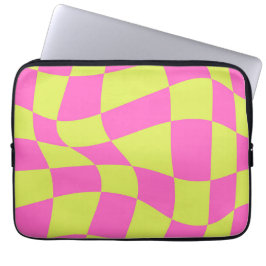 Funda Para Portátil Neón moderno Patrón vibrante ondulado a cuadros am