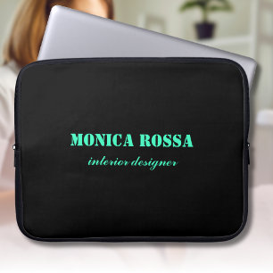 Funda Para Portátil Neón moderno simple profesional Verde azulado negr
