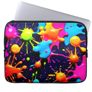 Funda Para Portátil Neon Paint Splatter Resumen Arte