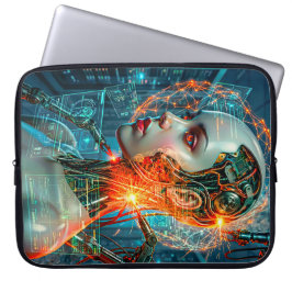 Funda Para Portátil Neon Sci-Fi Cyborg Female Cyberpunk Tech